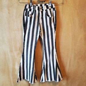Black and white striped boutique bell bottom pants 4t